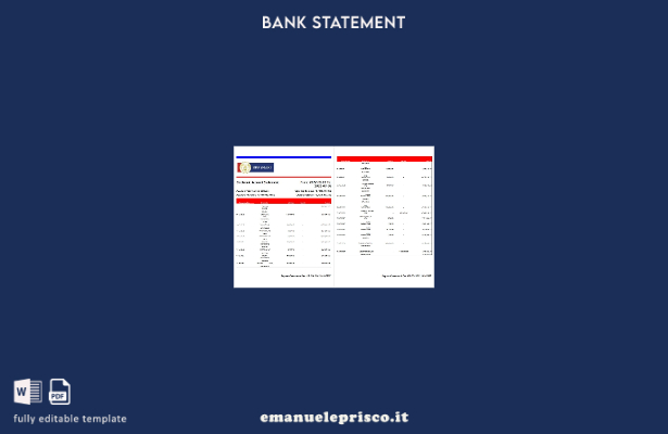 stile verificato India RBB Modello di pagine di parole di estratto conto bancari